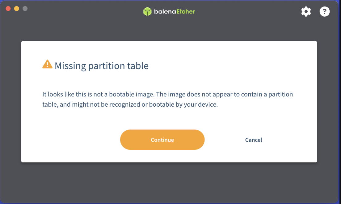 BalenaEtcher Warning